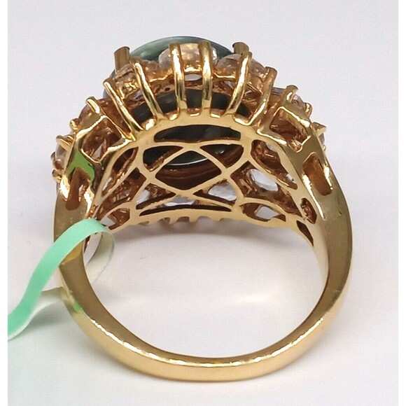 Karis Green Seraphinite Gemstone Ring Size 7 Gold Tone G&B Made In India NWT - Picture 9 of 14